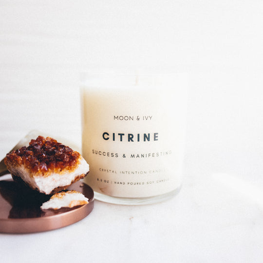 Citrine Crystal Soy candle Healing 