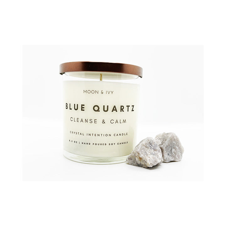 Blue Quartz Crystal Intention Candle