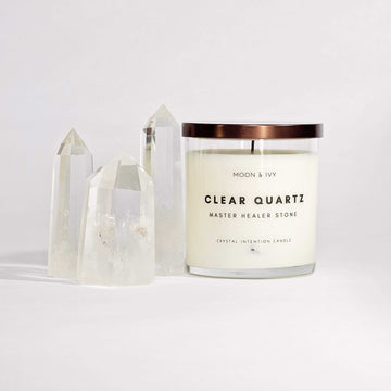 Moon & Ivy candle Clear Quartz Crystal Intention Candle
