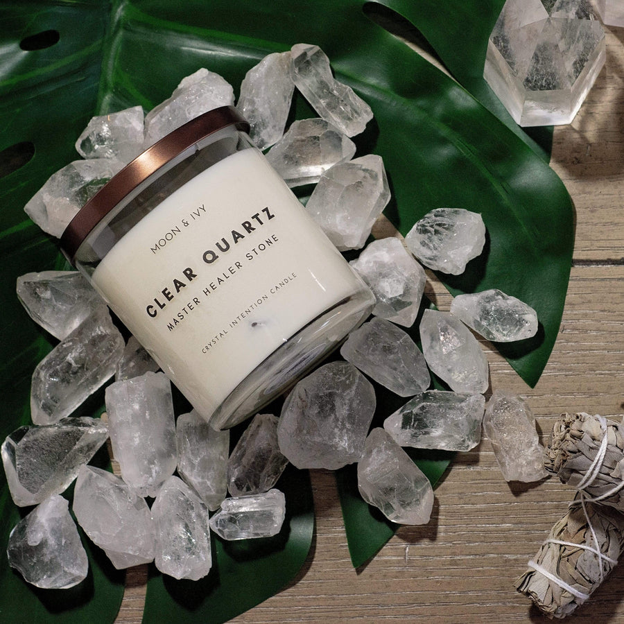 Moon & Ivy candle Clear Quartz Crystal Candle