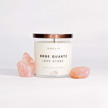 Moon & Ivy candle Rose Quartz Crystal Candle